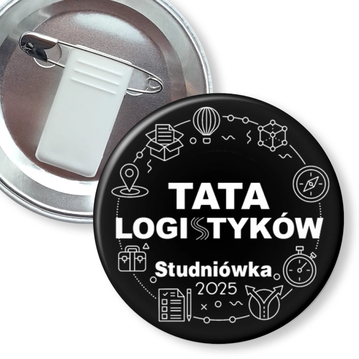 przypinka z żabką i agrafką Tata logistyków studniówka