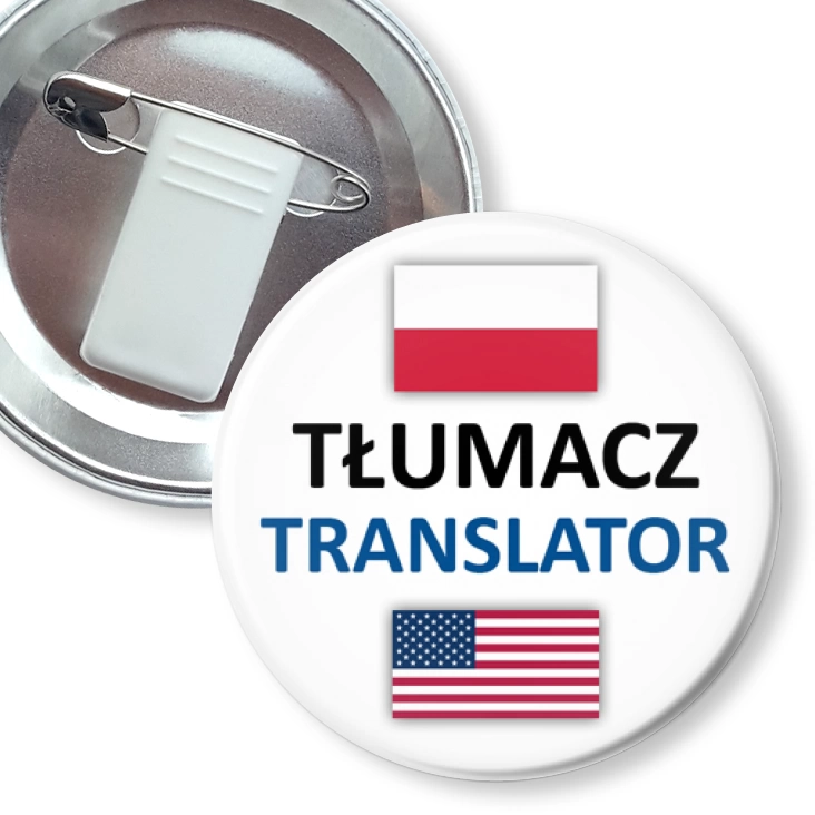 przypinka z żabką i agrafką Tłumacz polski angielski amerykański
