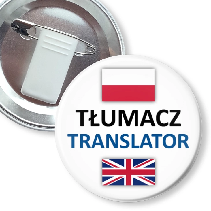 przypinka z żabką i agrafką Tłumacz polski angielski brytyjski