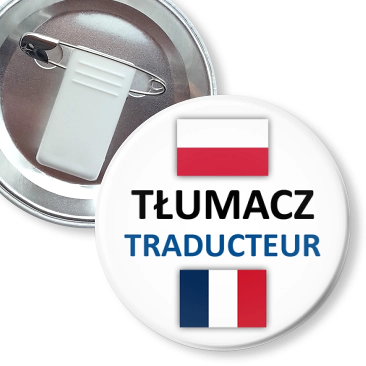 przypinka z żabką i agrafką Tłumacz polski francuski