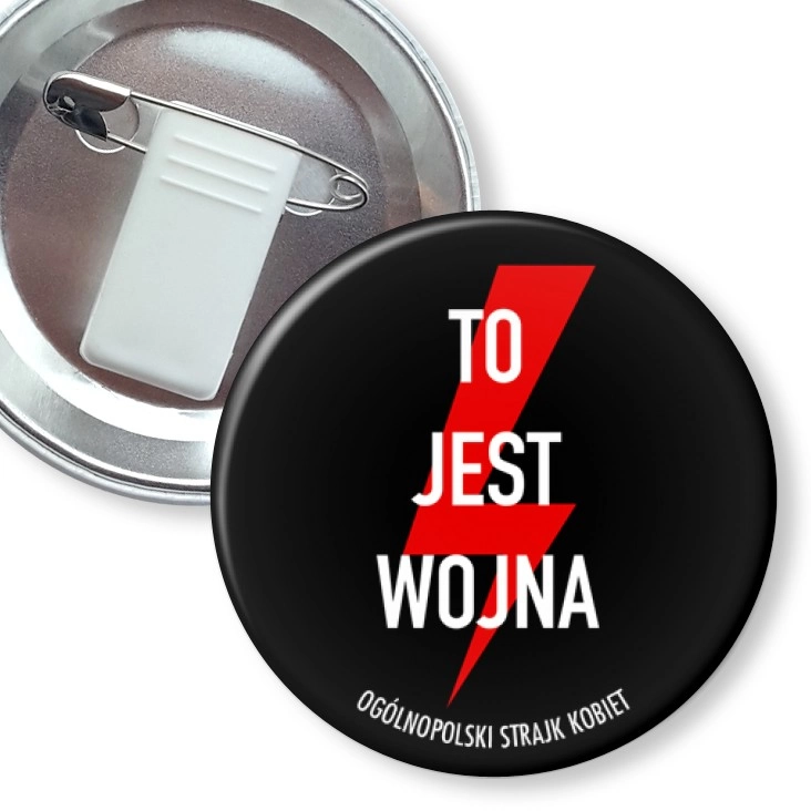 przypinka z żabką i agrafką To jest wojna piorun