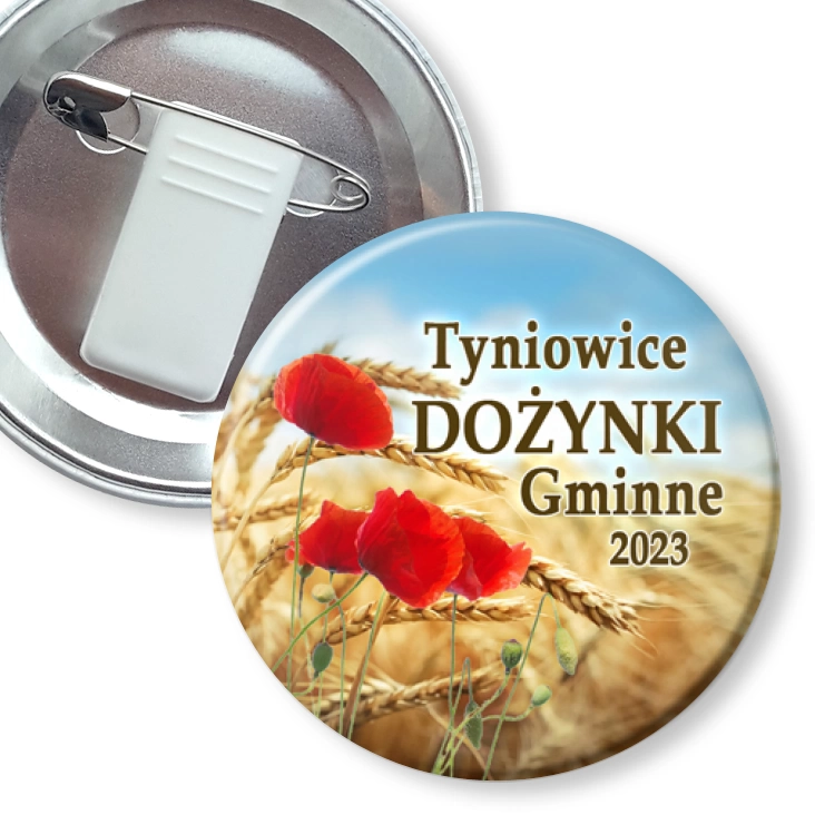 przypinka z żabką i agrafką Tyniowice Dożynki Gminne 2023