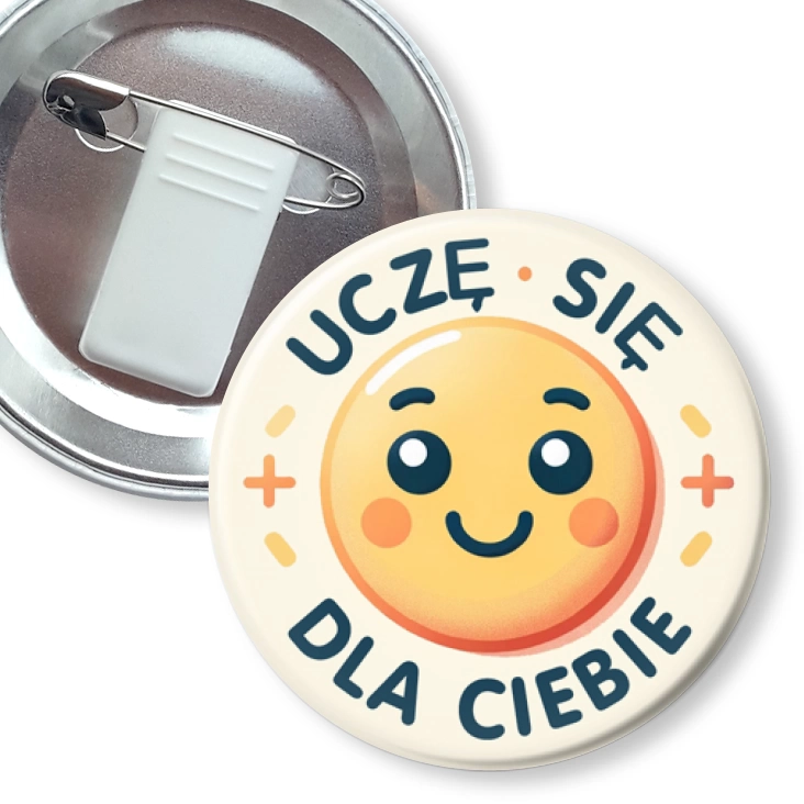 przypinka z żabką i agrafką Uczę się dla Ciebie
