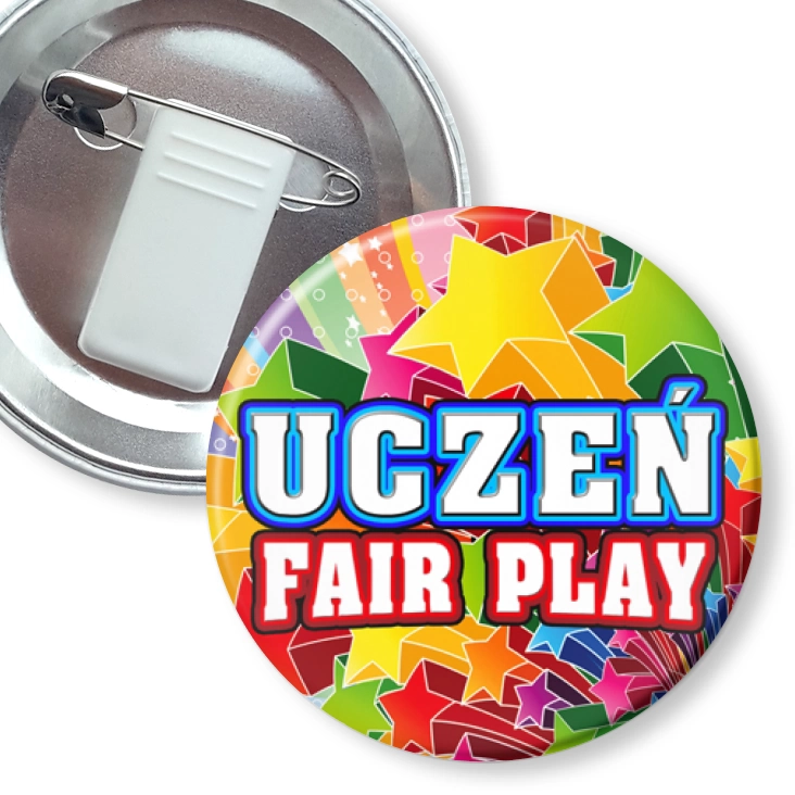 przypinka z żabką i agrafką Uczeń Fair Play