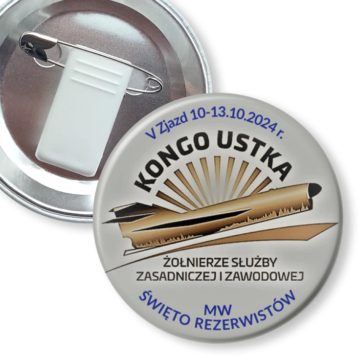 przypinka z żabką i agrafką V Zjazd Kongo Ustka 2024