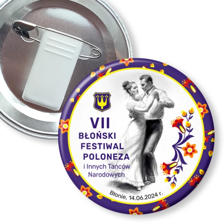 przypinka z żabką i agrafką VII Błoński Festiwal Poloneza i Innych Tańców Narodowych
