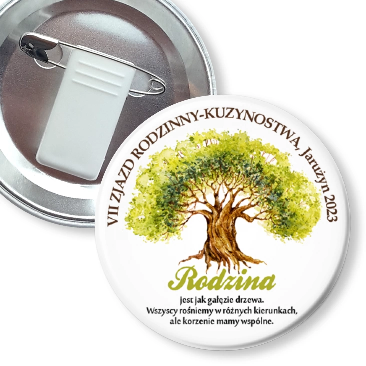 przypinka z żabką i agrafką VII Zjazd Rodzinny Jarużyn 2023
