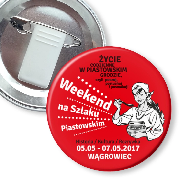 przypinka z żabką i agrafką Weekend na szlaku