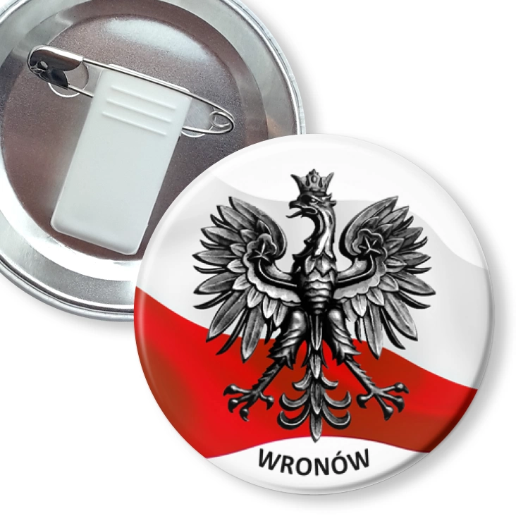 przypinka z żabką i agrafką Wronów orzeł