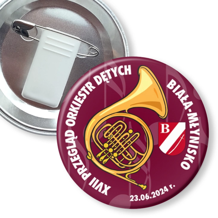 przypinka z żabką i agrafką XVII Przegląd Orkiestr Dętych Biała-Młynisko