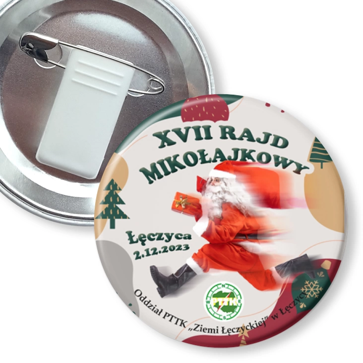przypinka z żabką i agrafką XVII Rajd Mikołajkowy PTTK Łęczyca