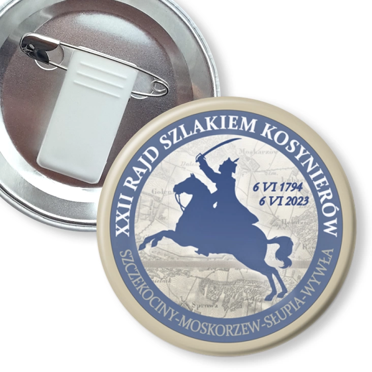 przypinka z żabką i agrafką XXII Rajd Szlakiem Kosynierów