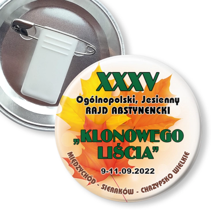 przypinka z żabką i agrafką XXXV Ogólnopolski Jesienny Rajd Abstynencki