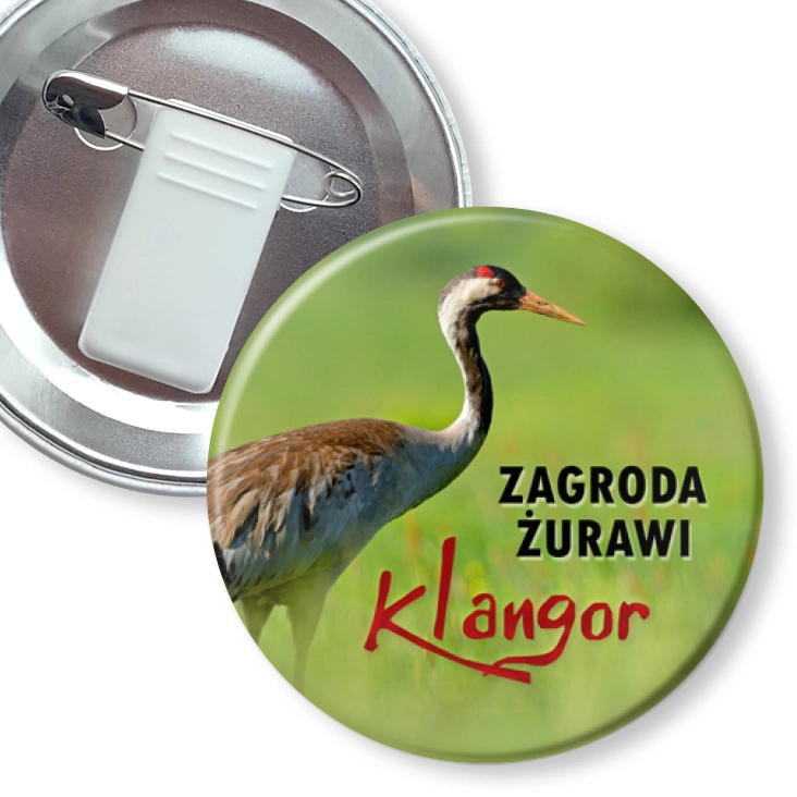 przypinka z żabką i agrafką Zagroda Żurawi Klangor