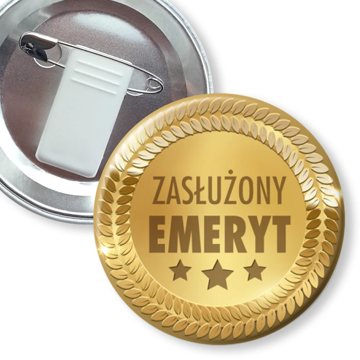 przypinka z żabką i agrafką Zasłużony emeryt