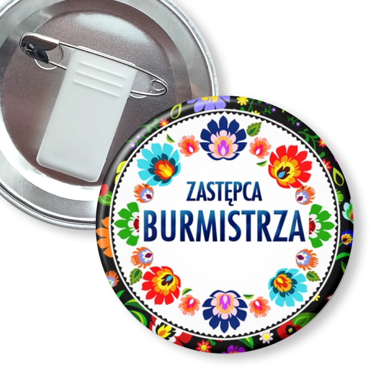 przypinka z żabką i agrafką Zastępca burmistrza folk