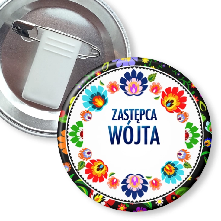 przypinka z żabką i agrafką Zastępca Wójta folk