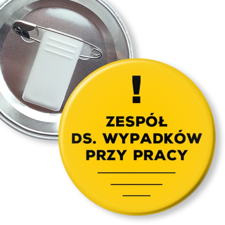 przypinka z żabką i agrafką Zespół ds. wypadków przy pracy