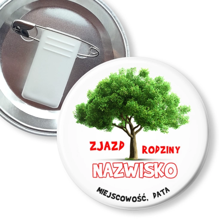 przypinka z żabką i agrafką Zjazd rodziny Drzewo