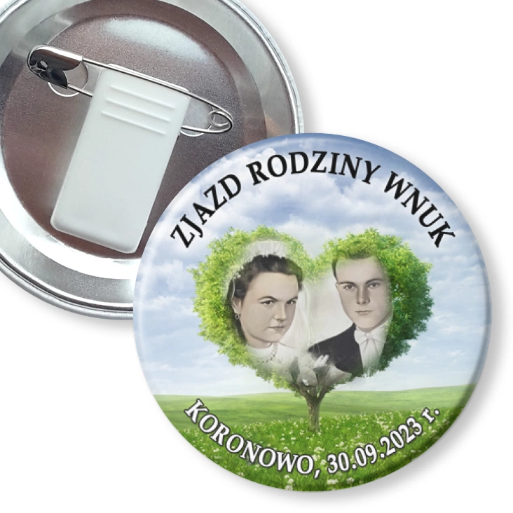 przypinka z żabką i agrafką Zjazd Rodziny Wnuk
