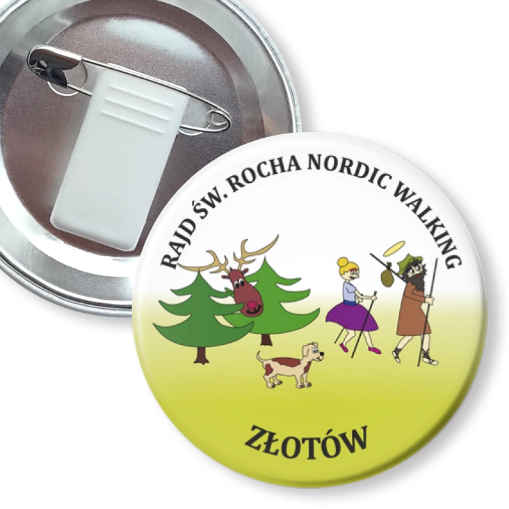 przypinka z żabką i agrafką Rajd św. Rocha Nordic Walking