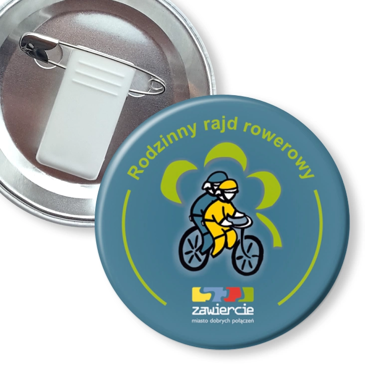przypinka z żabką i agrafką Rodzinny rajd rowerowy - Zawiercie 2010