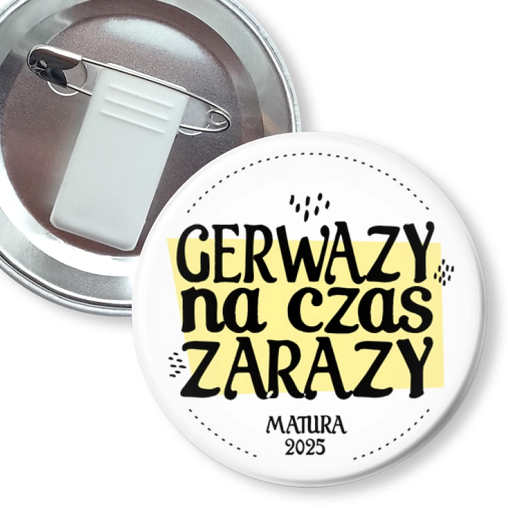przypinka z żabką i agrafką Gerwazy na czas zarazy