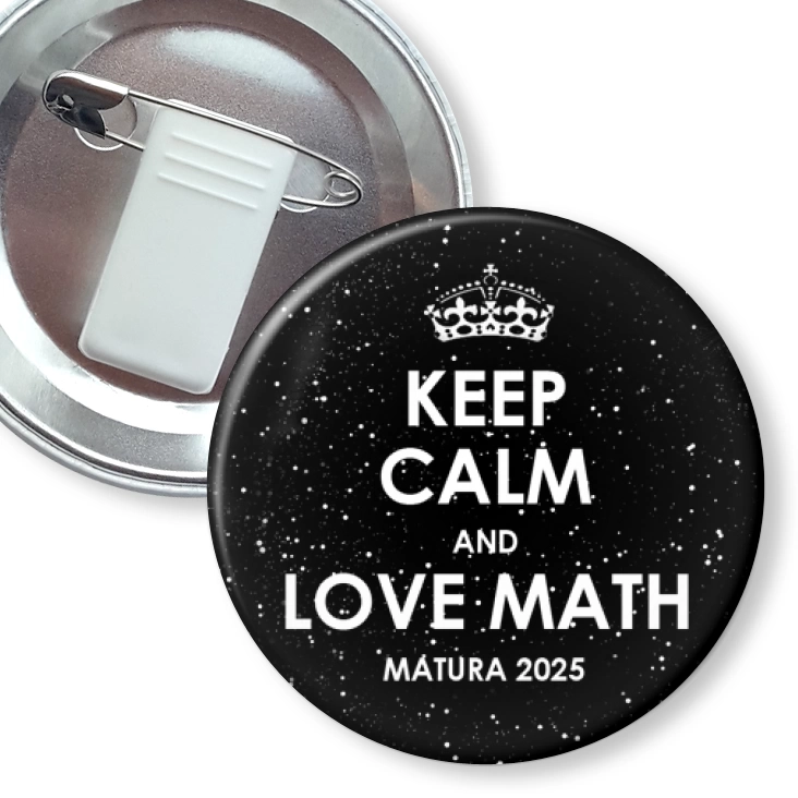 przypinka z żabką i agrafką Matura Czarna Keep Calm and Love Math