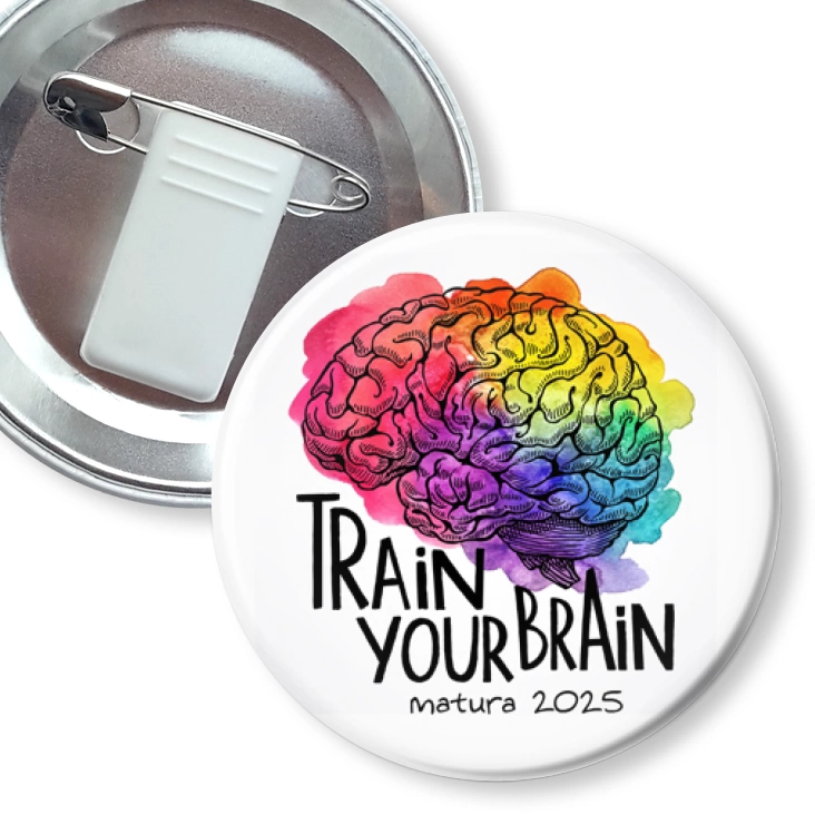 przypinka z żabką i agrafką Matura Train Your Brain