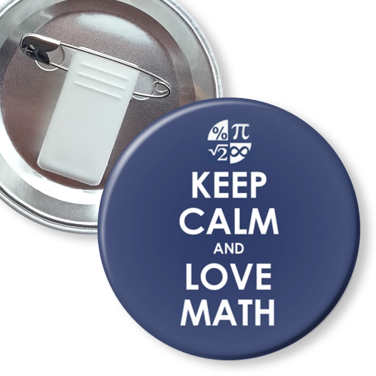 przypinka z żabką i agrafką Matura Keep Calm and Love Math