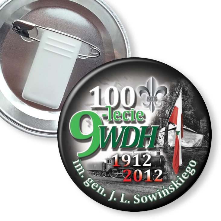przypinka z żabką i agrafką 100-lecie 9 WDH