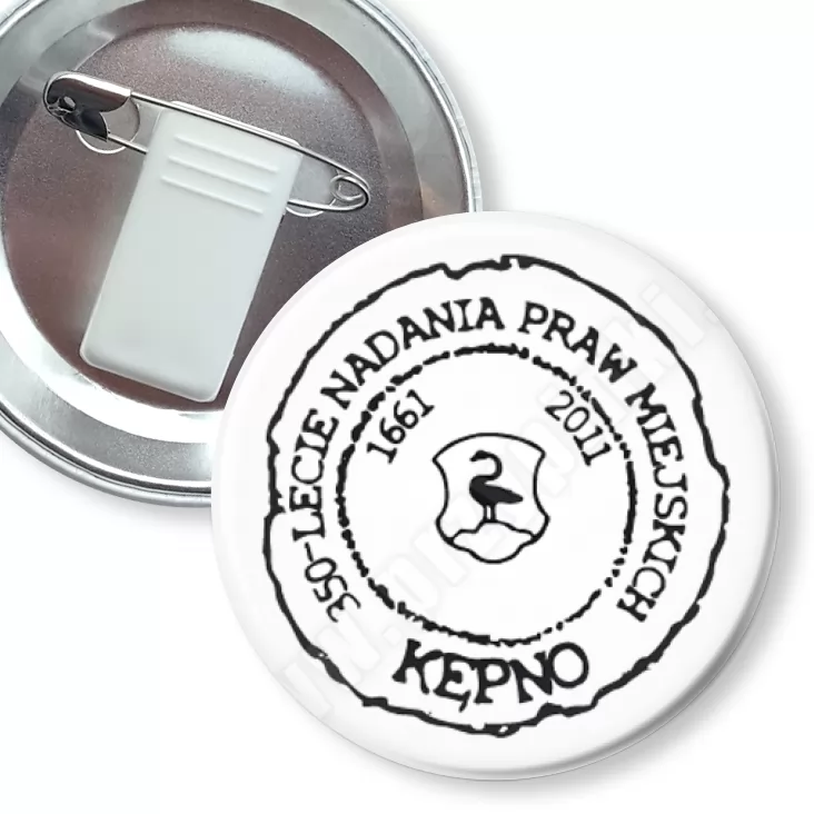 przypinka z żabką i agrafką 350-lecie Nadania Praw Miejskich - Kępno 2011