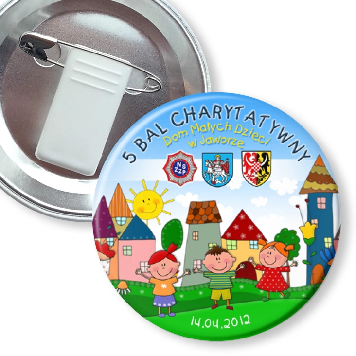 przypinka z żabką i agrafką 5 Bal Charytatywny