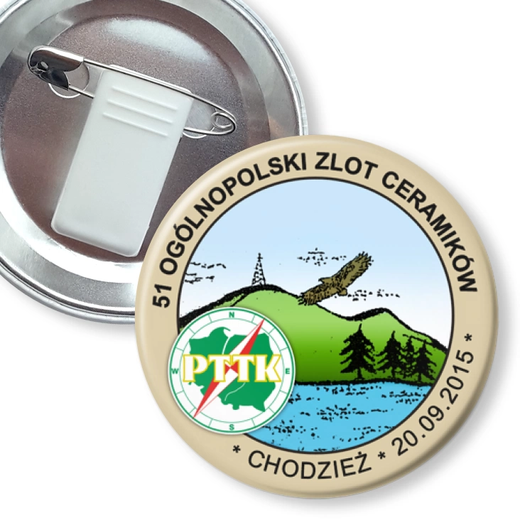 przypinka z żabką i agrafką 51 Ogólnopolski Zlot Ceramików