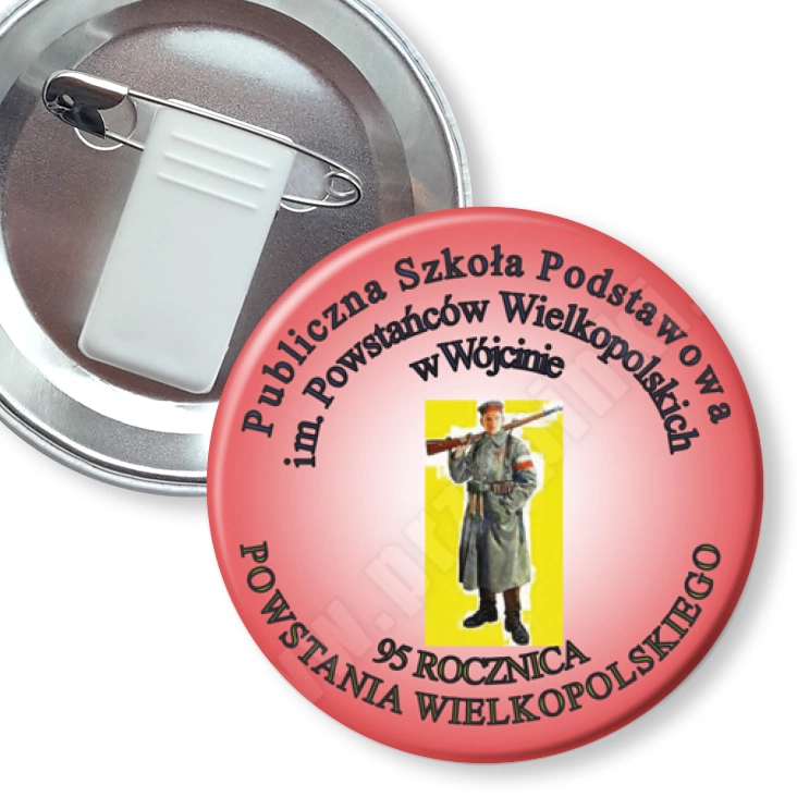 przypinka z żabką i agrafką 95 rocznica Powstania Wielkopolskiego