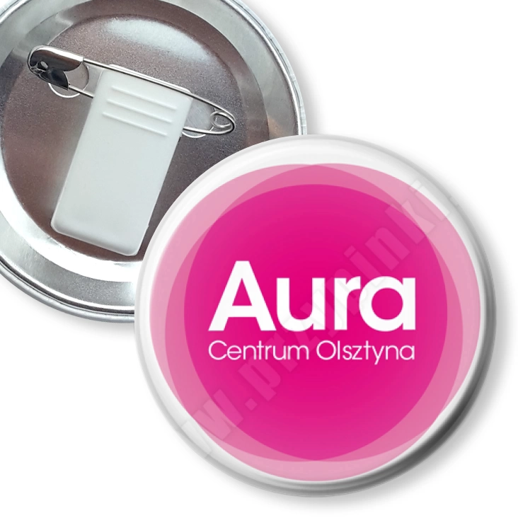 przypinka z żabką i agrafką Aura Centrum Olsztyna