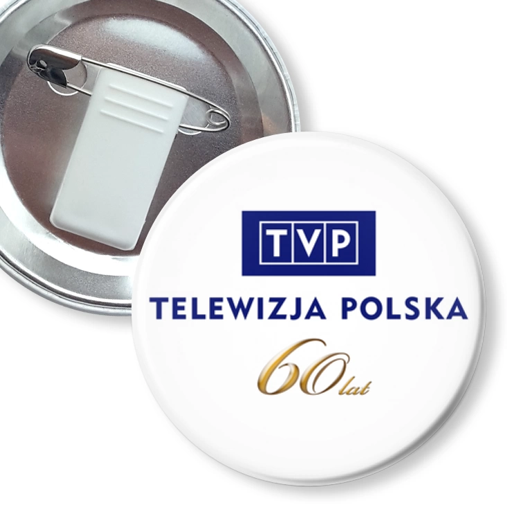 przypinka z żabką i agrafką 60 lat TVP