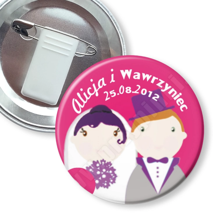 przypinka z żabką i agrafką Alicja i Wawrzyniec