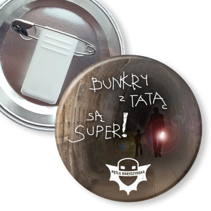przypinka z żabką i agrafką Bunkry z tatą są super!