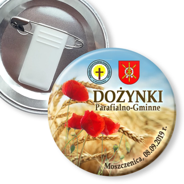 przypinka z żabką i agrafką Dożynki Parafialno-Gminne 