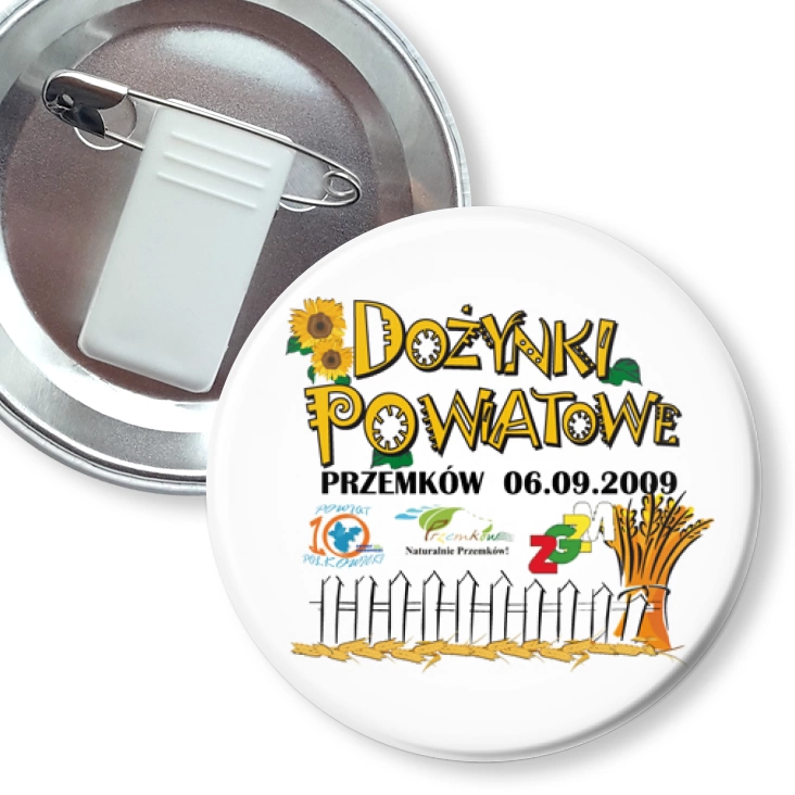 przypinka z żabką i agrafką Dożynki Powiatowe - Przemków 2009
