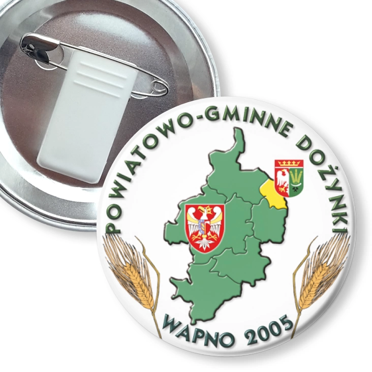 przypinka z żabką i agrafką Dożynki Wapno 2005