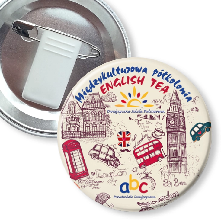 przypinka z żabką i agrafką English Tea