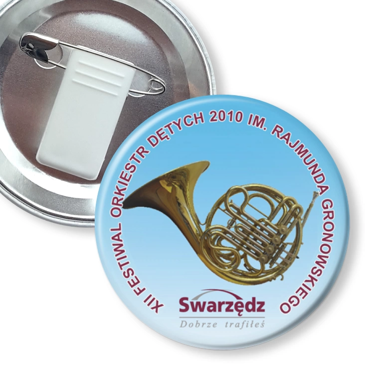 przypinka z żabką i agrafką Festiwal Orkiestr Dętych