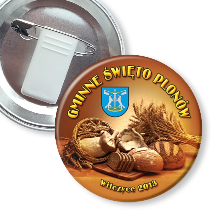 przypinka z żabką i agrafką Gminne Święto plonów - Wilczyce 2013