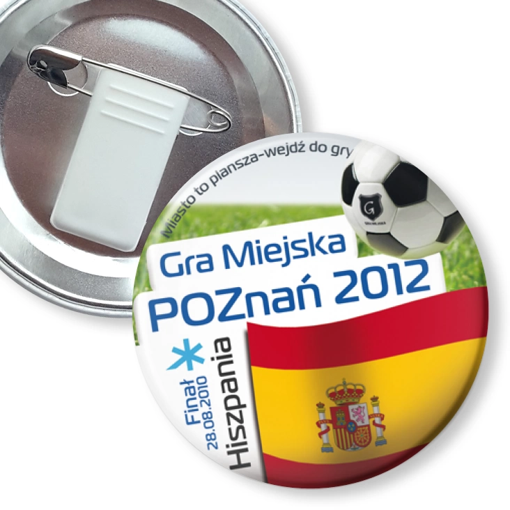 przypinka z żabką i agrafką Gra Miejska - Poznań 2012 - Hiszpania