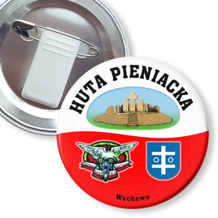 przypinka z żabką i agrafką Huta Pieniacka