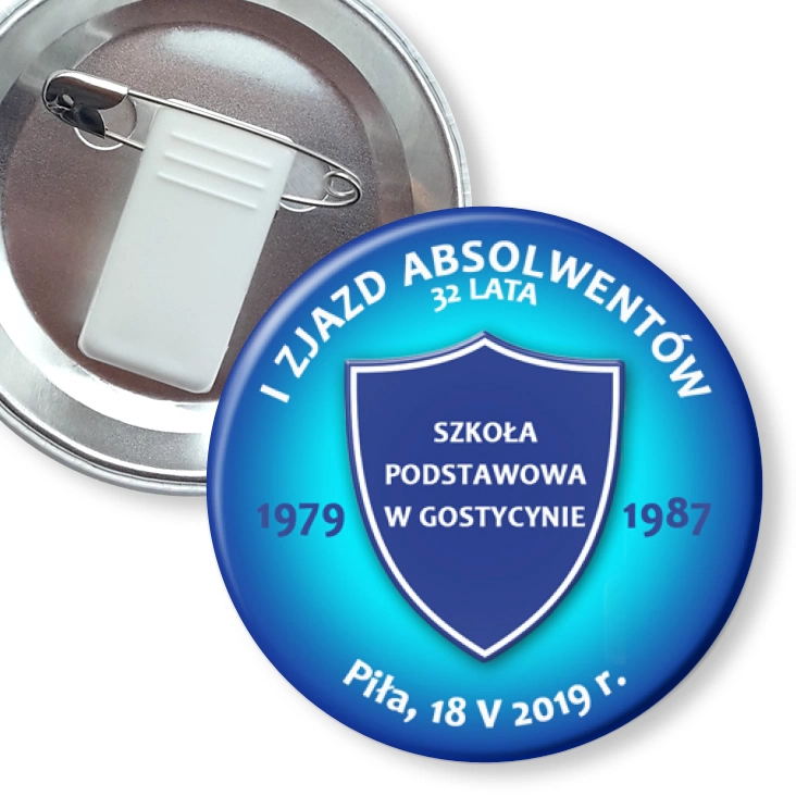 przypinka z żabką i agrafką I Zjazd Absolwentów