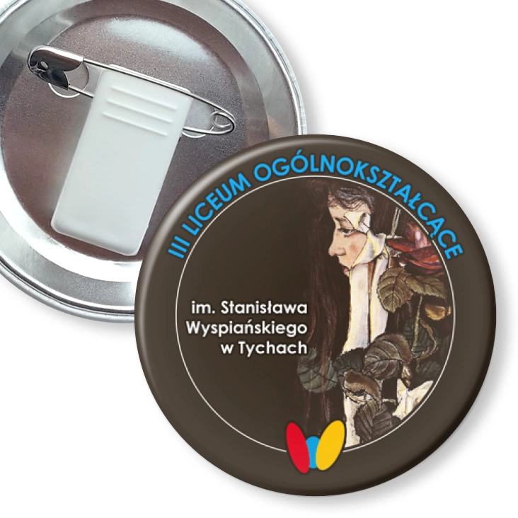 przypinka z żabką i agrafką III LO w Tychach