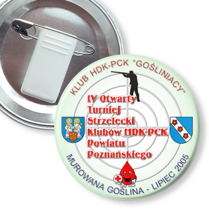przypinka z żabką i agrafką IV Otwarty Turniej Strzelecki Klubów NDK-PCK Powiatu Poznańskiego